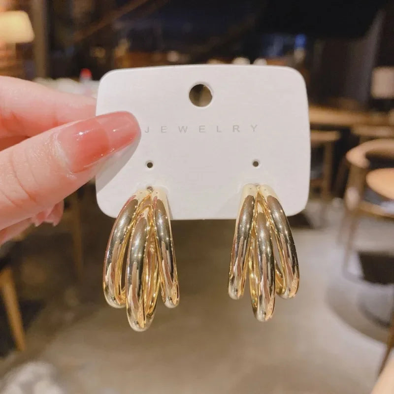 Fashion Earrings for Women Stylish Korean Metal Hoop Earrings