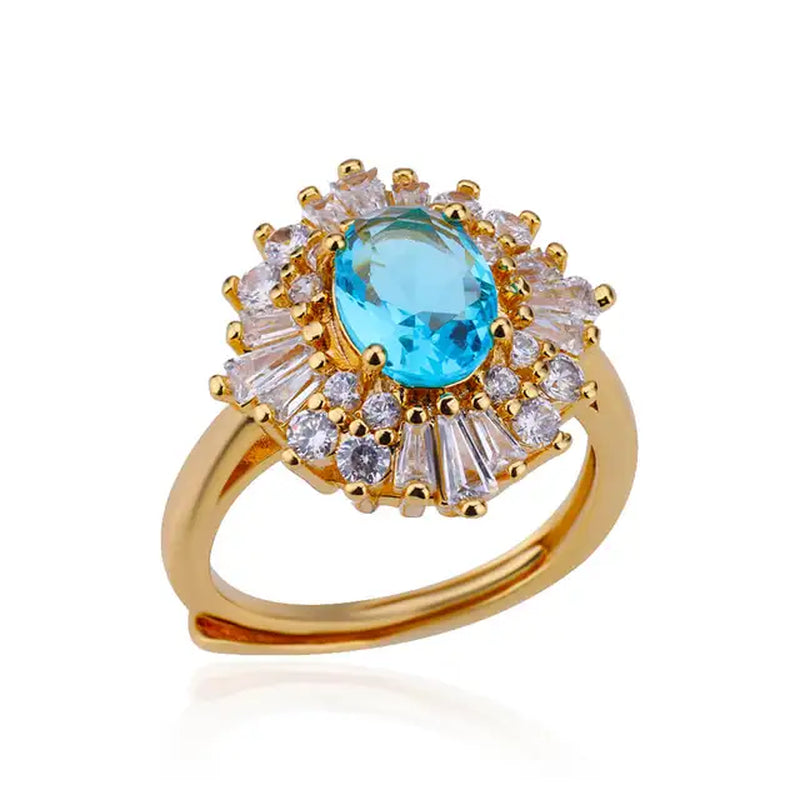 Green Zircon Water Drop Flower Rings for Women Open Stainless Steel Cubic Zirconia Finger Ring Jewerly Gift Anillos Mujer