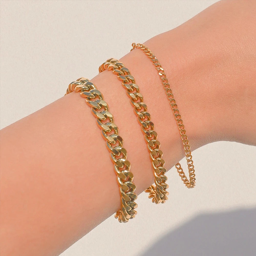 Trend Fashion Stainless Steel Cuban Chain Bracelet Trendy Woman Gifts Jewelry
