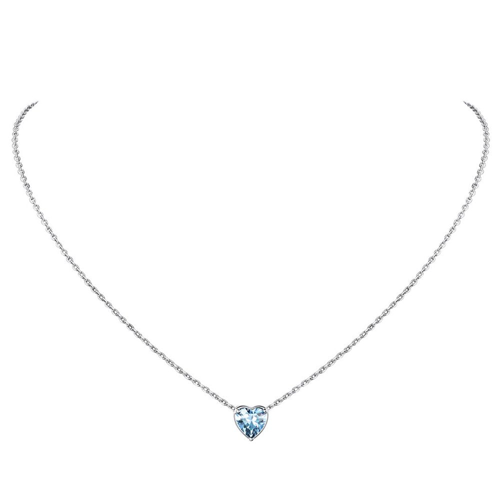 925 Sterling Silver Birthstone Heart Necklace
